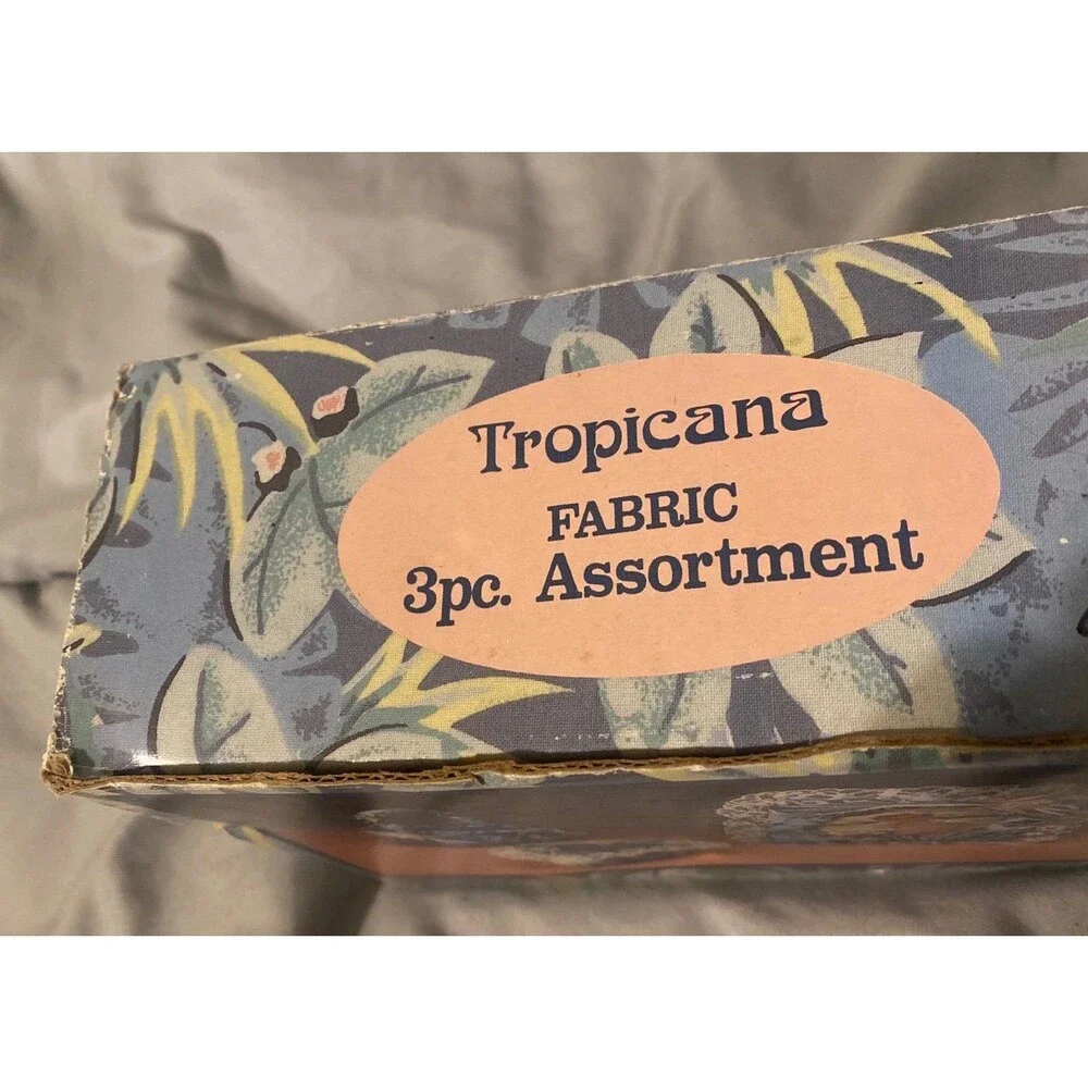 Vintage Tropicana Fabric 3pc Assortment, Frame, Jewelry Box And Basket